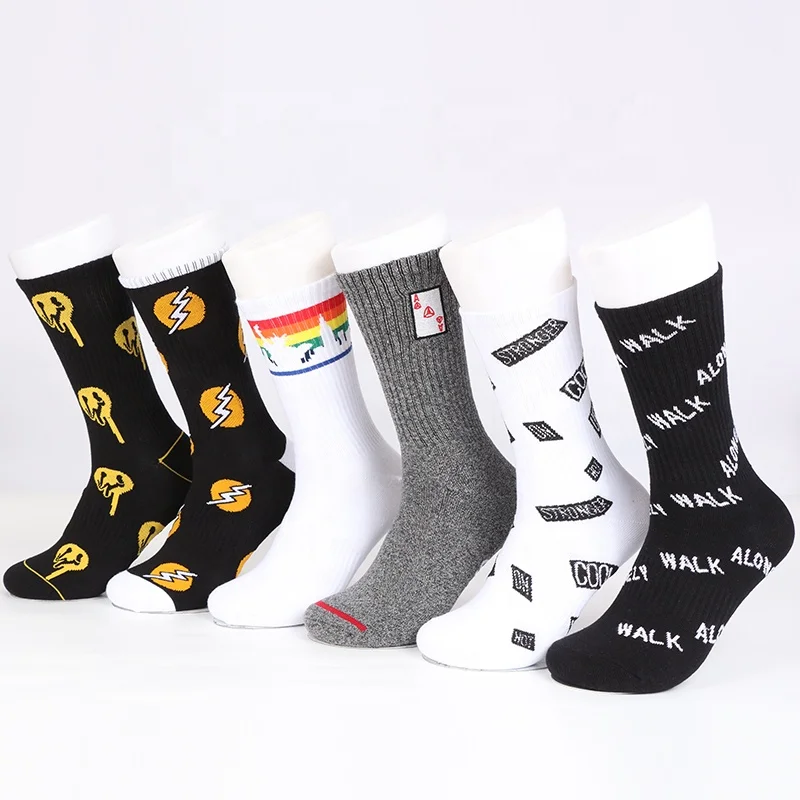 
FREE SAMPLE Wholesale Sport Custom White for Men Crew Logo Cotton Color Black Ribbed Sock High Quality Oem Athletic Sports Socks 