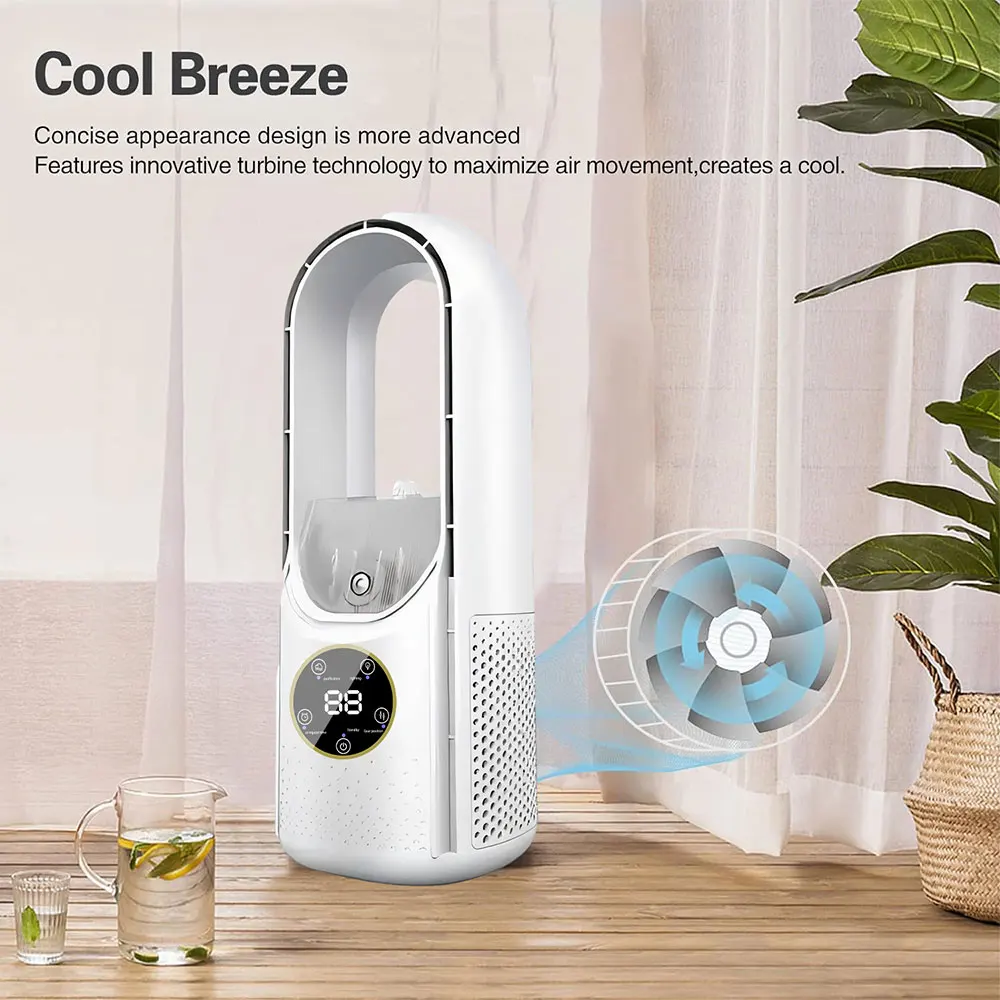 Multi Function Smart Electric Mini Desk Top Air Cooling Fan Air Purifier Bladeless Fan with Cooler