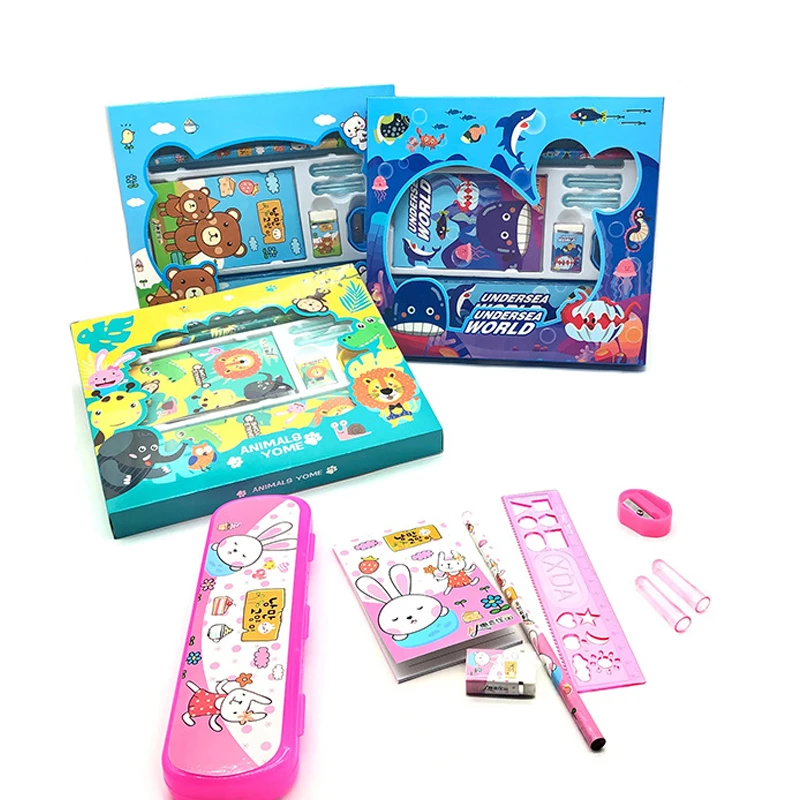 Cheap wholesale custom Math Compass Stationery Set For Kid Student Stationery Nine Piece Set School Supplies Stationery Set