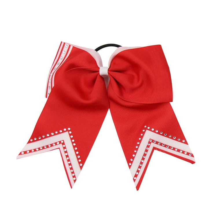 Fashion Wholesale High Quality Solid Color Kids Cheer Bow Hair Accessories With Rhinestone Hair Bow