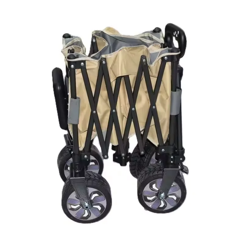 Motorized Compact Electric Utility Wagon Folding Collapsible Foldable Garden Beach Cart Wagon Trolley 180L 330LBS Load Capacity