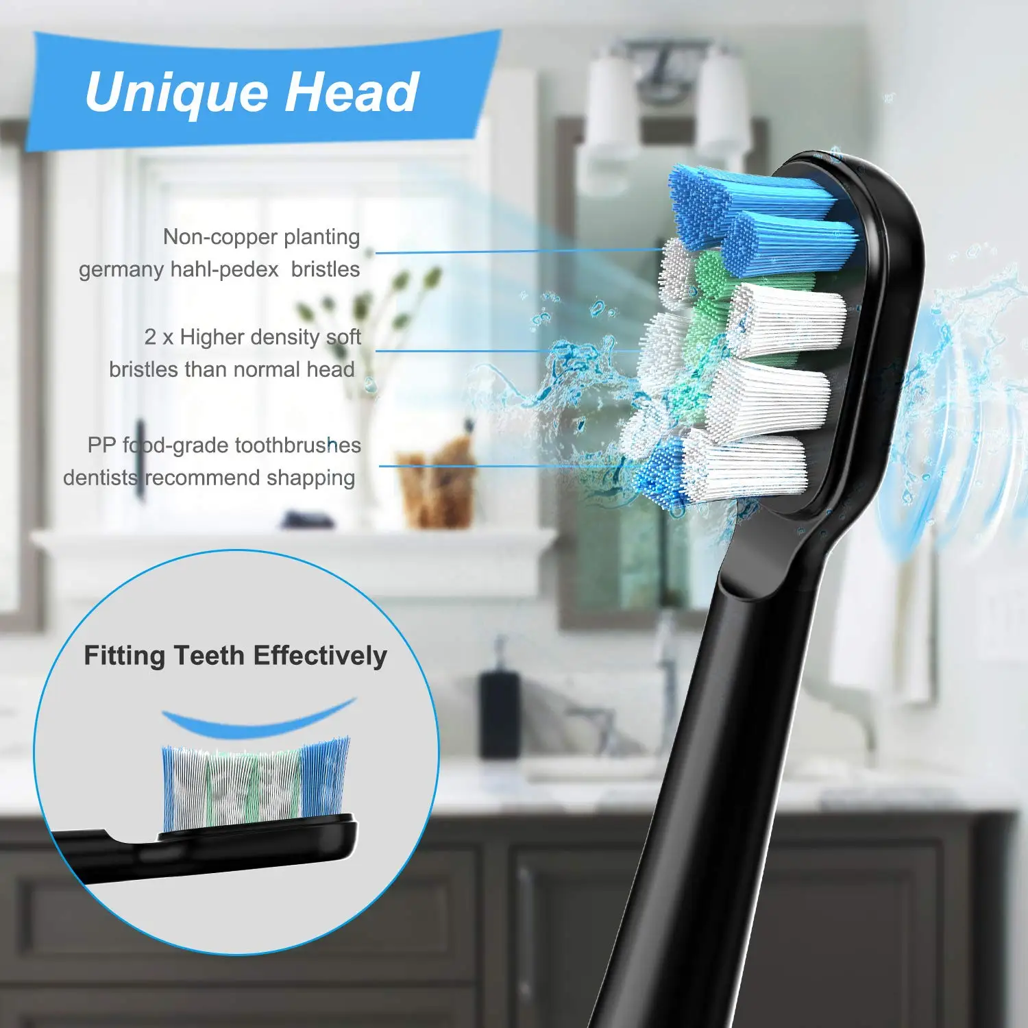 Smart Automatic Oral Clean Toothbrush Travel Portable 3 Modes Waterproof Sonic Electrical Toothbrush with Unique Heads
