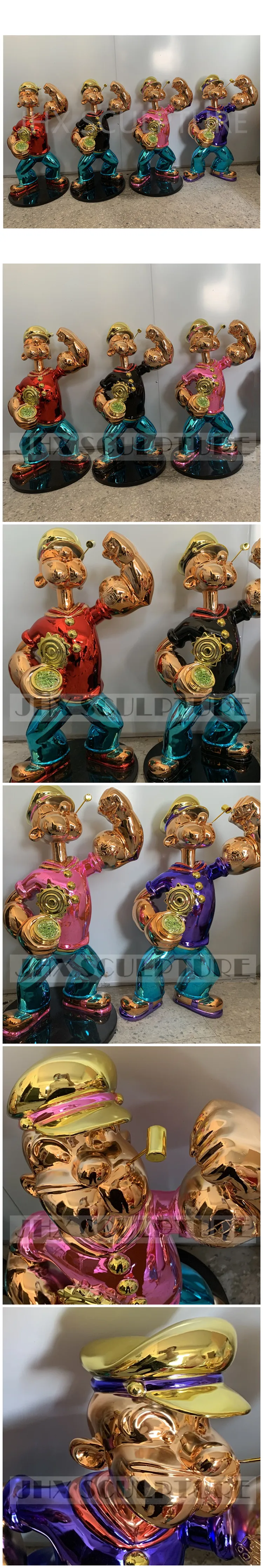 Famous Art Decoration 4 Colors Small Popeye Statue Resin Popeye Sculpture Home Decoration