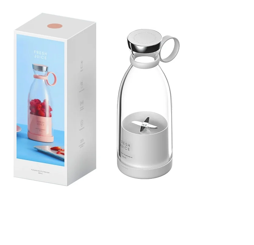 Portable Juicer Cup Personal Blender USB Rechargeable Fruit Juicer Blender Smoothies Shakes Mini Travel Plastic Bottle