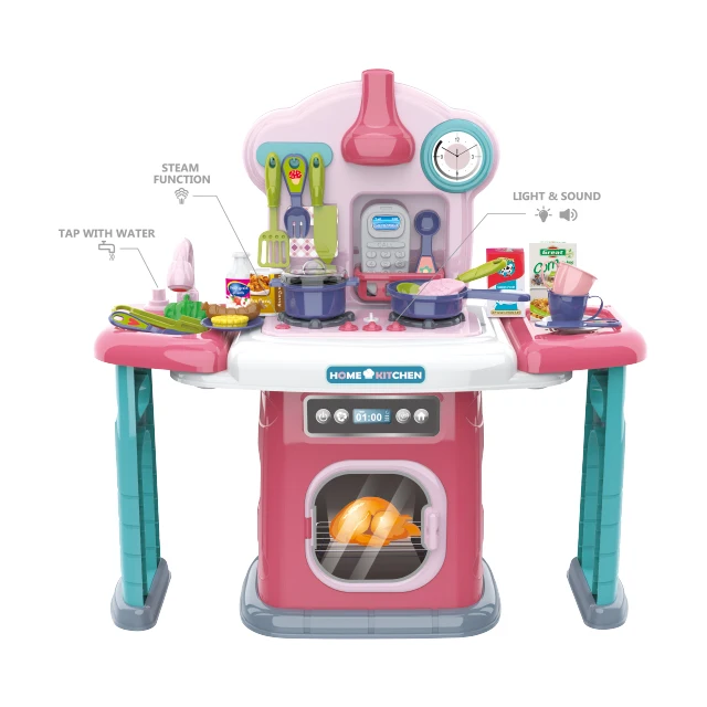Spray Water Cooking Kids Toy Pretend Play Set Steam Kitchen Table