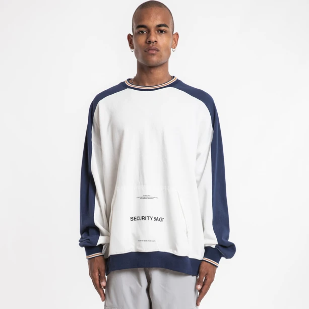 
MOQ 1PC 100% Organic Cotton Embroidery Two Tone Crew Neck Hoodie Custom Sweatshirt 