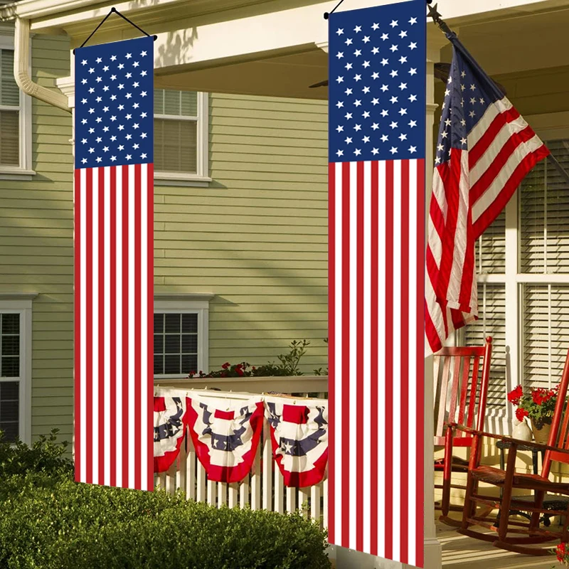12x72 Inches Vivid Color Fade Resistant Front Door Porch Decoration USA Hanging Door Flag for Outdoor Use