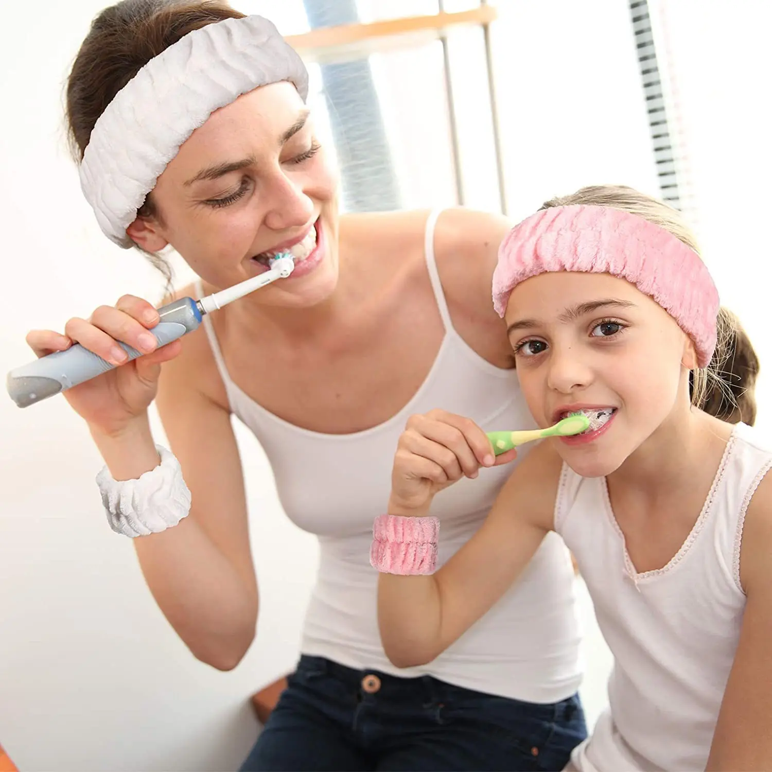 Flannel Wristband Hairbands Suit Women Non-slip Face Wash Headband Self-adhesive Solid Color Plush Hair Accessory