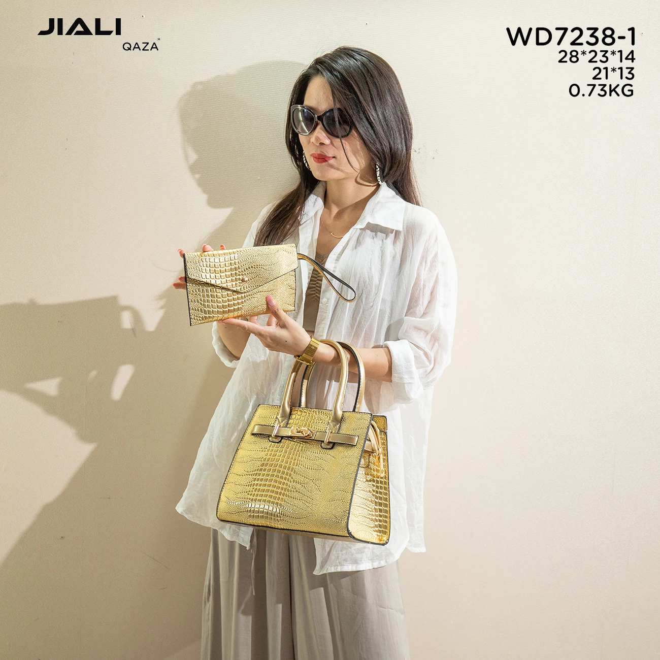 Wholesale luxury crocodile leather womens tote bag 2023 new fashion trending design ladies hand bags 2pcs set sac main femme