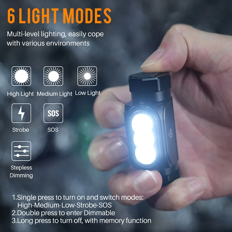 Boruit HP130 Rechargeable Waterproof IP68 Portable Pocket Light Keychain Mini EDC mini led flashlight With Magnet,clip
