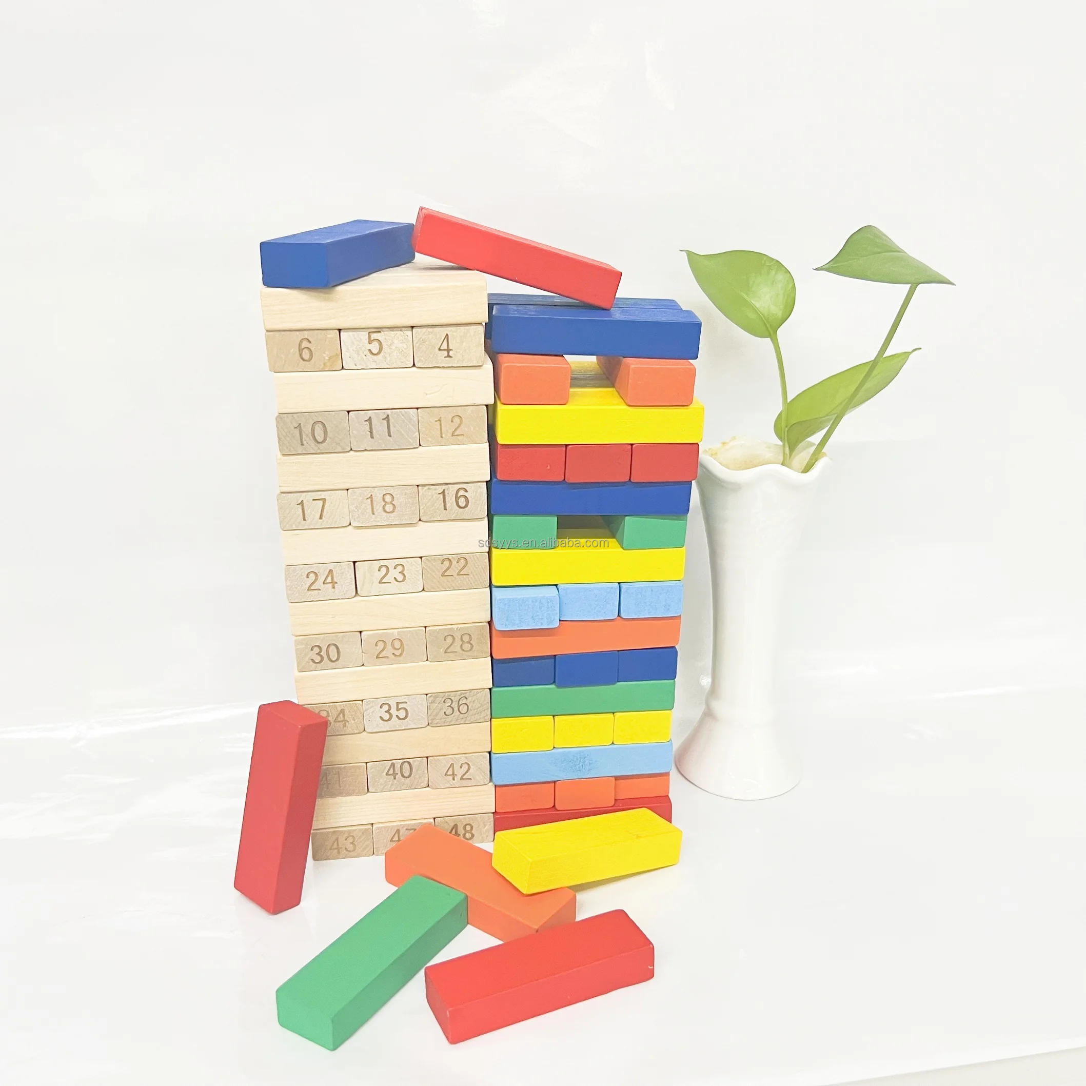 Wholesale Wooden Stacking Tumbling Tower Board Games 54pcs Figure Building Block Toy