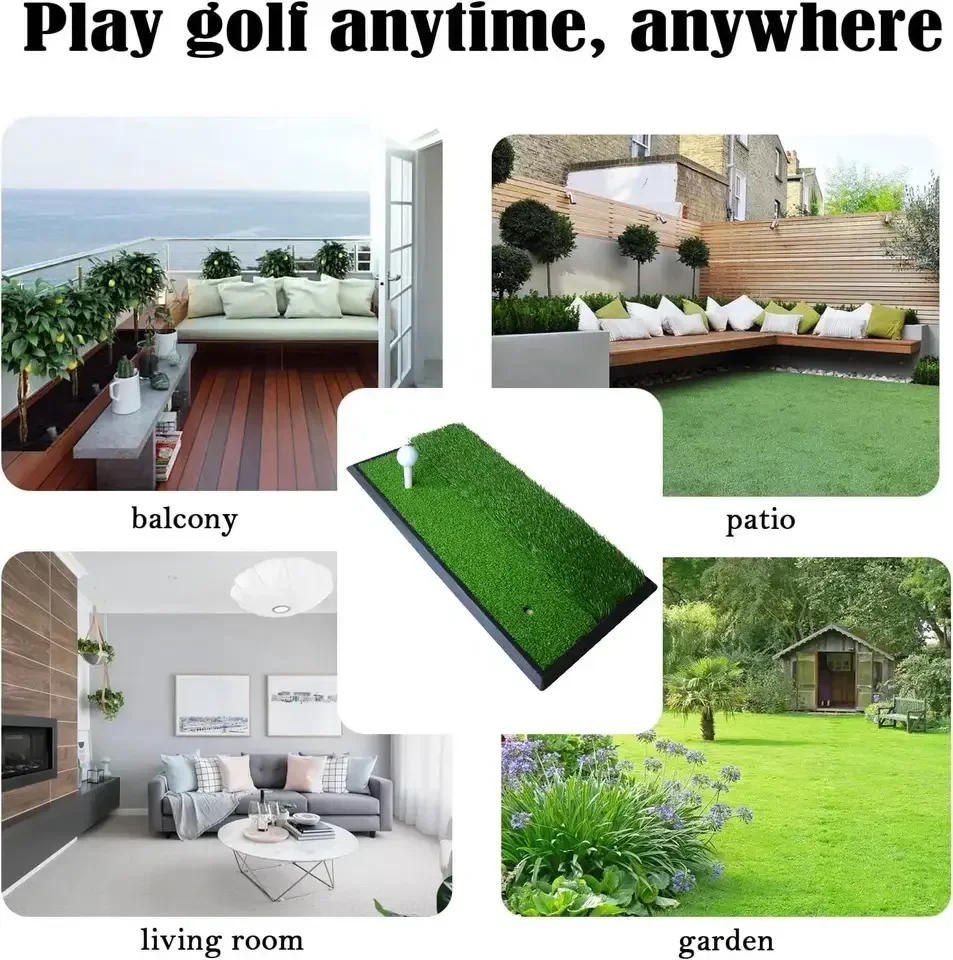 Popular Dual Turf Golf Practice Mat Swing Mat  Hitting Chipping Mat with Rubber Tee Indoor & Outdoor Practice Golf