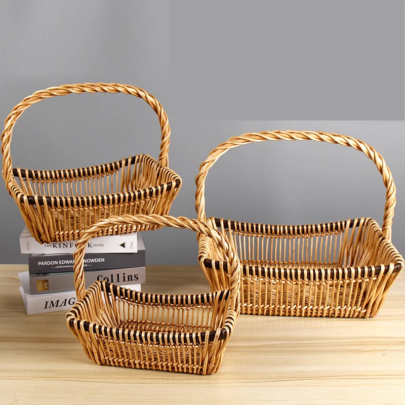 Factory Direct Selling Handle Willow Fruit Baskets Willow Gift Baskets Picnic Baskets