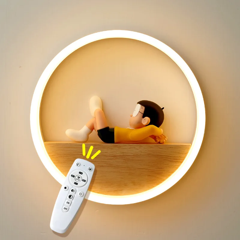 Bedroom wall lamp Bedside lamp Modern solid wood aisle corridor living room Tmall fairy children decorative wall lamp