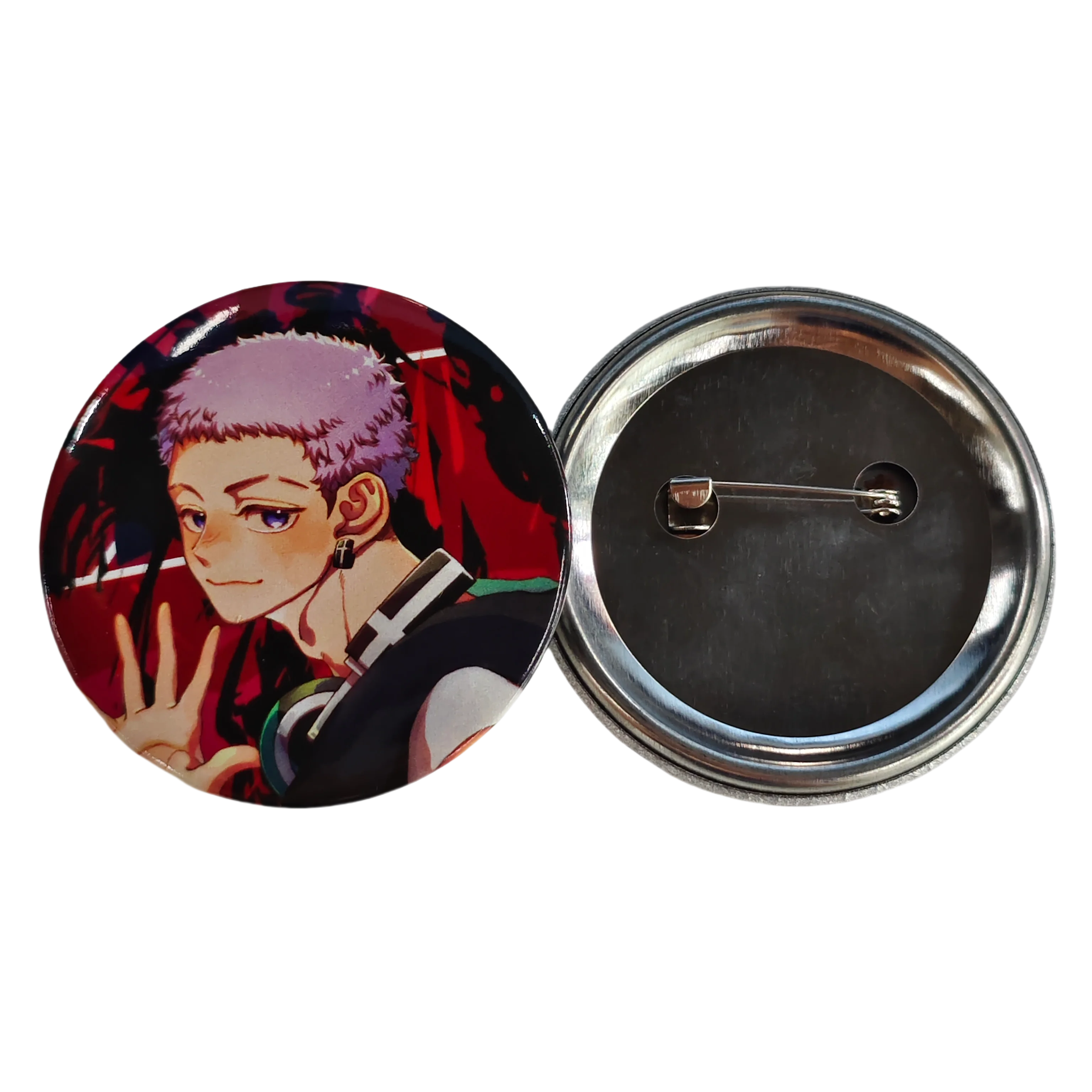Promotional cheap anime sublimation logo round safety blank 75mm 58mm 44mm 37mm custom metal tin tinplate button Pin Badge