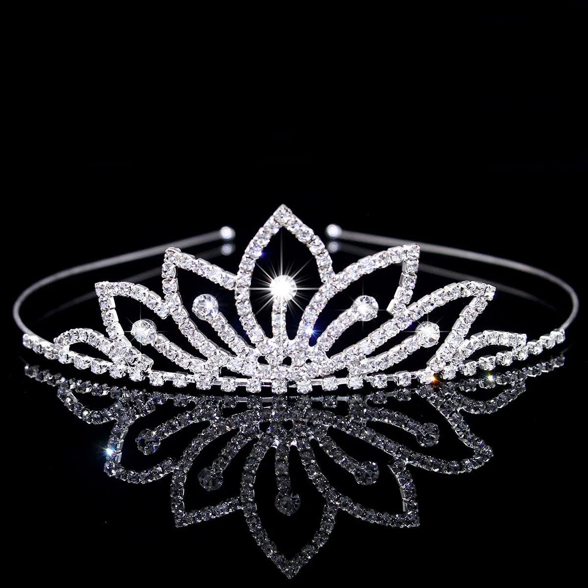 Wholesale Brass Claw Crystal Rhinestone Kids Tiara Headband Princess Elegant Girls Crown for  Bridal Wedding Prom Birthday Party