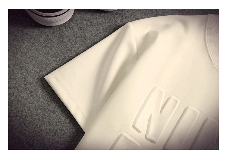 
Modern fancywork Space cotton men short sleeve embossed alphabet printing custom tshirt 