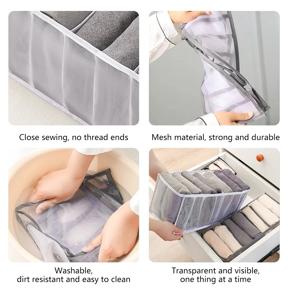 Jeans Net storage box houseware closet underwear organizer drawer divider box collapsible Holder pants T shirt storage bag