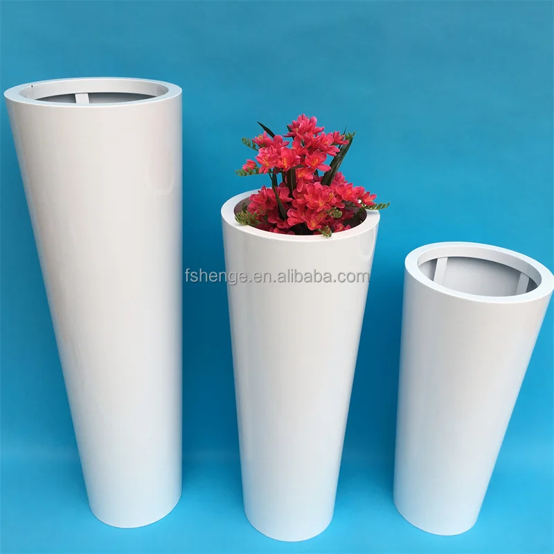 Garden supplies decor indoor white flower pot tall metal floor vase large pots for outdoor plants
