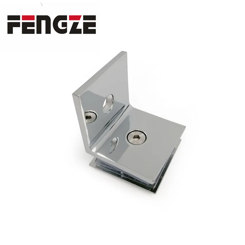 Factory Wholesale Bathroom Shower Room Fitting Glass Holder 90 Degree Square Edge Glass Clamp Stainless Steel Clamps