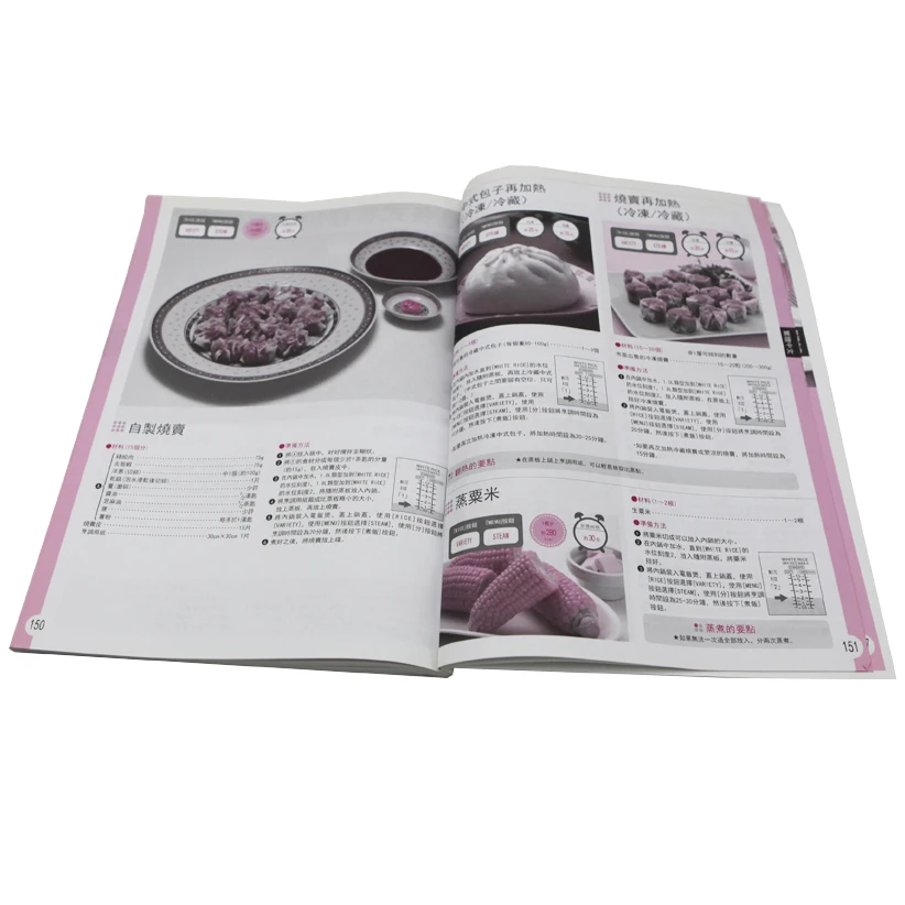 Wholesale Books A4 Cheap Paperback Book Printing Soft Cover Colorful Cooking Book Booklet Insert Printing