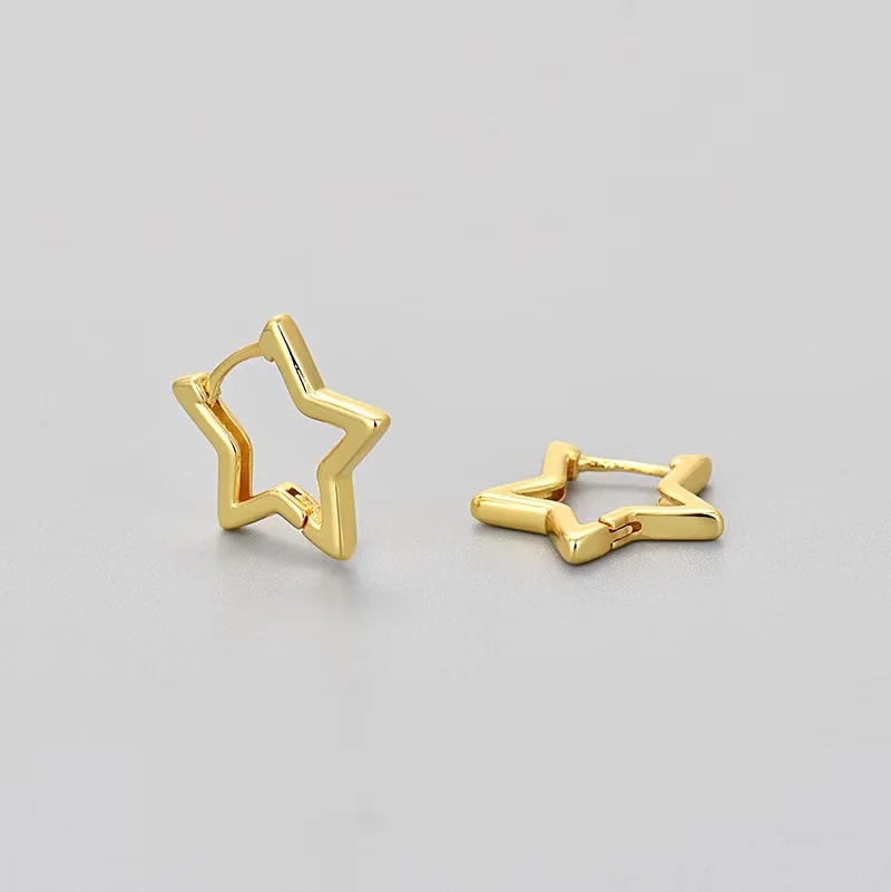 Cross-border hot fashion five-pointed star earrings simple personality earrings jewelry hollow five-star earrings