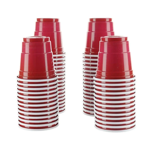 Mini Red Shot Glasses Plastic Shot Cups Jello Shots Jager Bomb Beer Pong