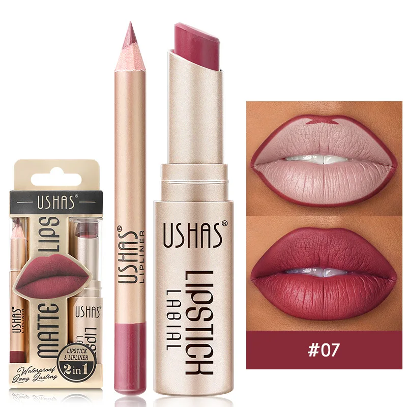 Custom Vegan Long Lasting Waterproof Matte Moisturize Makeup Fashionable Pigmented Plumper Organic Lip Liner Lipstick Set