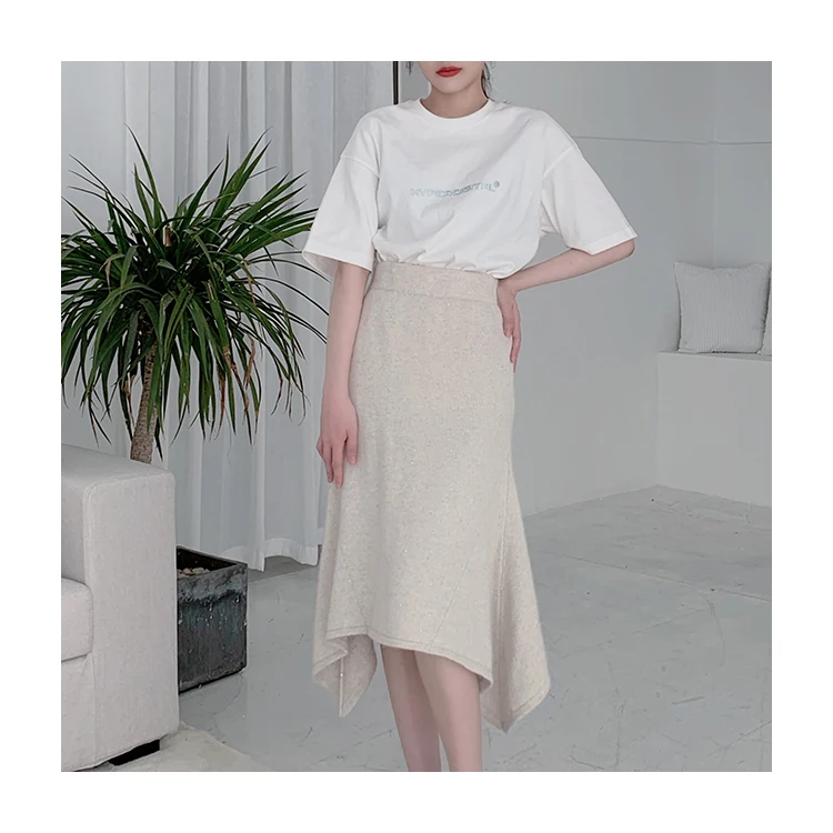 
Design High Neck Knit High Quality rabbit hair skirt For Women 