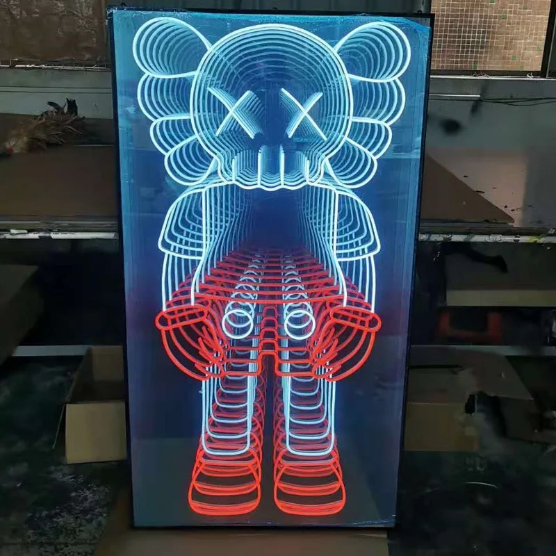 Китайская Фабрика изготовленная на заказ серия KAWS Бесконечность акриловая нержавеющая сталь неоновые огни
