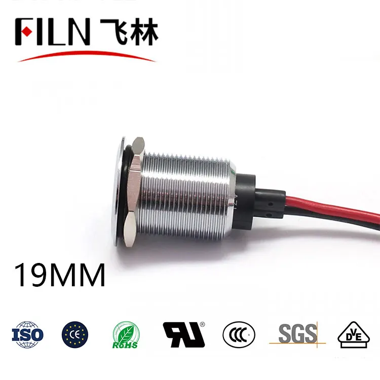 FILN Fulsh waterpof led lamp warning indicator light wiring terminal long body thread led 12v 220v 24v red green amber blue