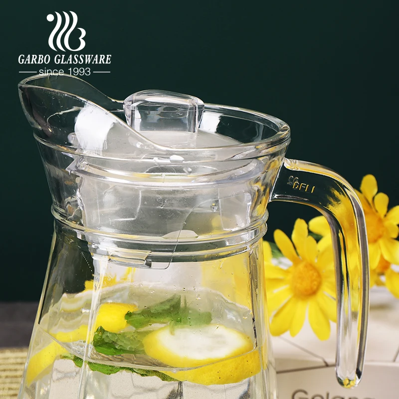 1200ml Pitcher with Convenient Handle and Lid Glass Carafe Set for Cold Drinks Juice Durable Glass Jug Set with 1 Jug 4 Cup