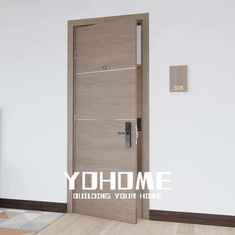 Shanghai fire doors mineral core apartment wooden doors design 20 30 45 60 mins wooden doors for hotel rooms