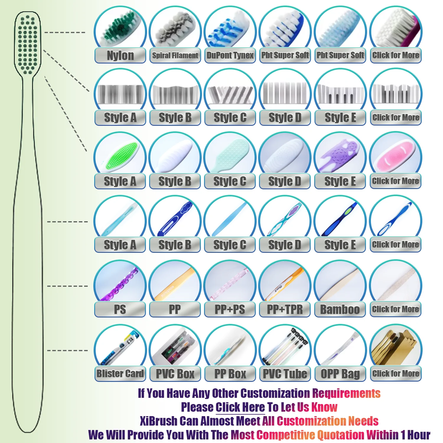 XiBrush Free Sample Kids Children Biodegradable Brosse a Dent Bambou Family 100% Organic Bamboo Toothbrush With Private Label