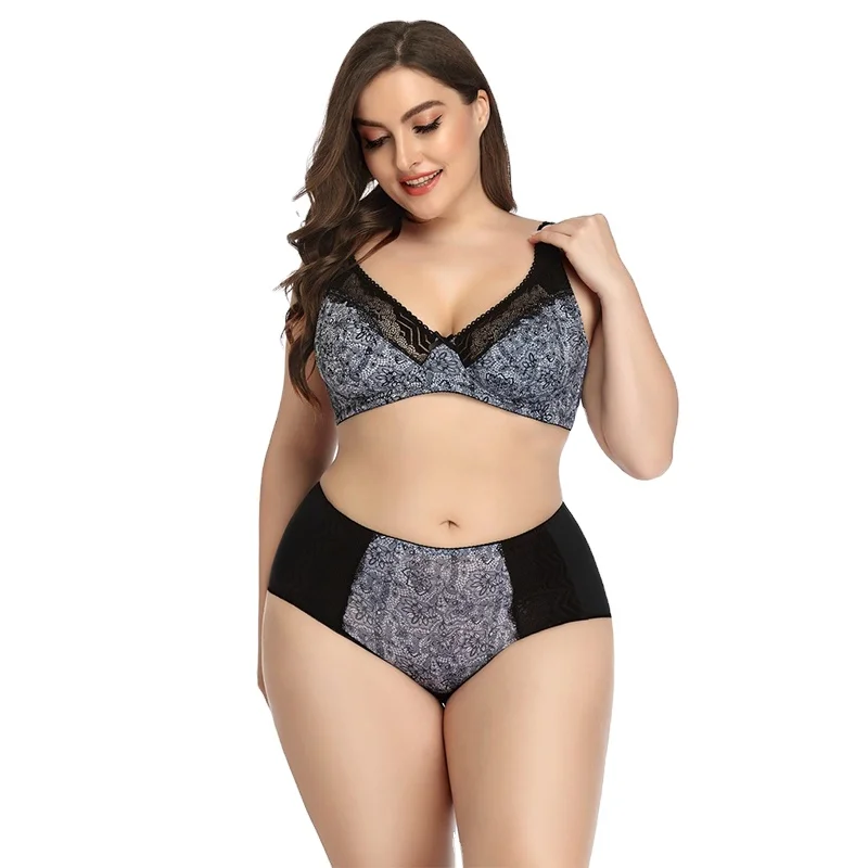 Hot Selling Women Plus Size Push Up And Panty Set Sexy Lace Underwear