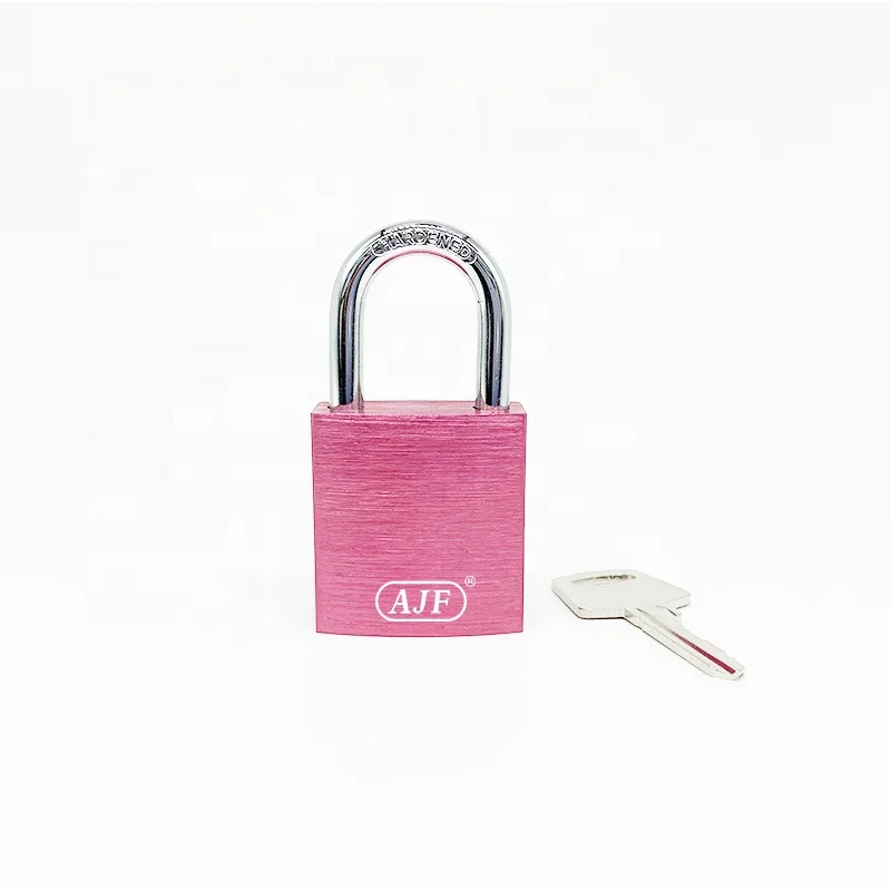 AJF Pink Aluminum Safety Lock Accepts Customized Engraving