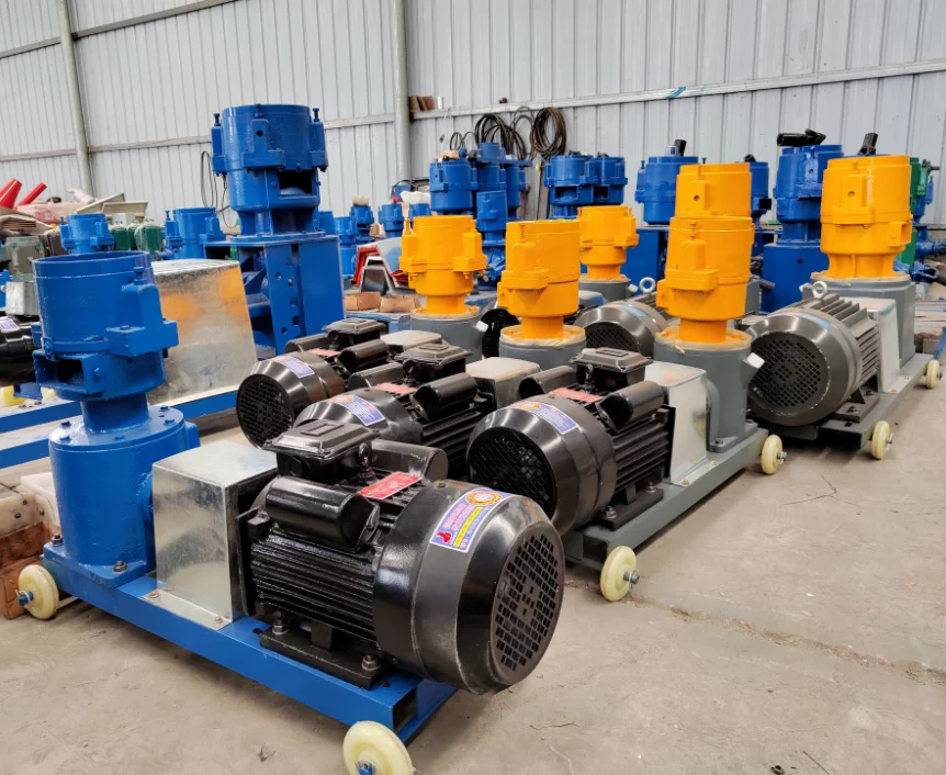 1000 kg/h flat die feed pellet product line to processing grass corn soybean into feed pellets