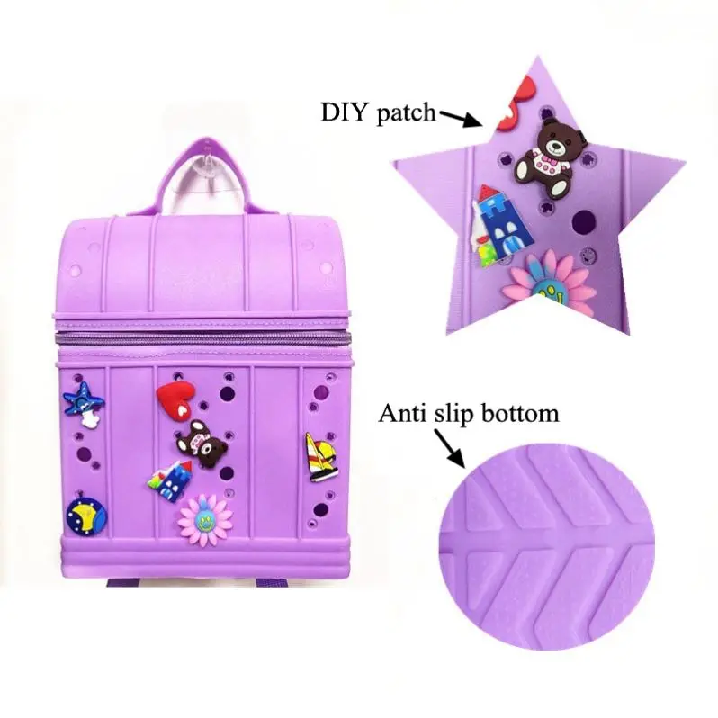 FENGJIU Cartoon EVA Rubber Bag School Kids Backpacks Cute Animal Charms Kids Backpack Bags Accept Custom Logo and Designer Rubber Silicone Bagg