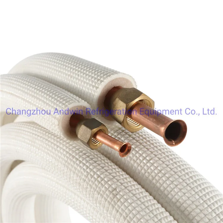 White PE Anti-uv pre-insulated refrigerant copper with nut two pair coil copper line set