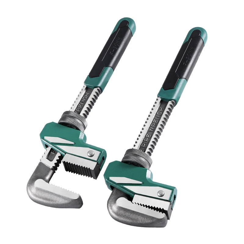 Pipe Wrench Adjustable F-Type Steel Straight Locking Right Angle Large Opening Key Heavy Duty Tensioner CR-V Steel