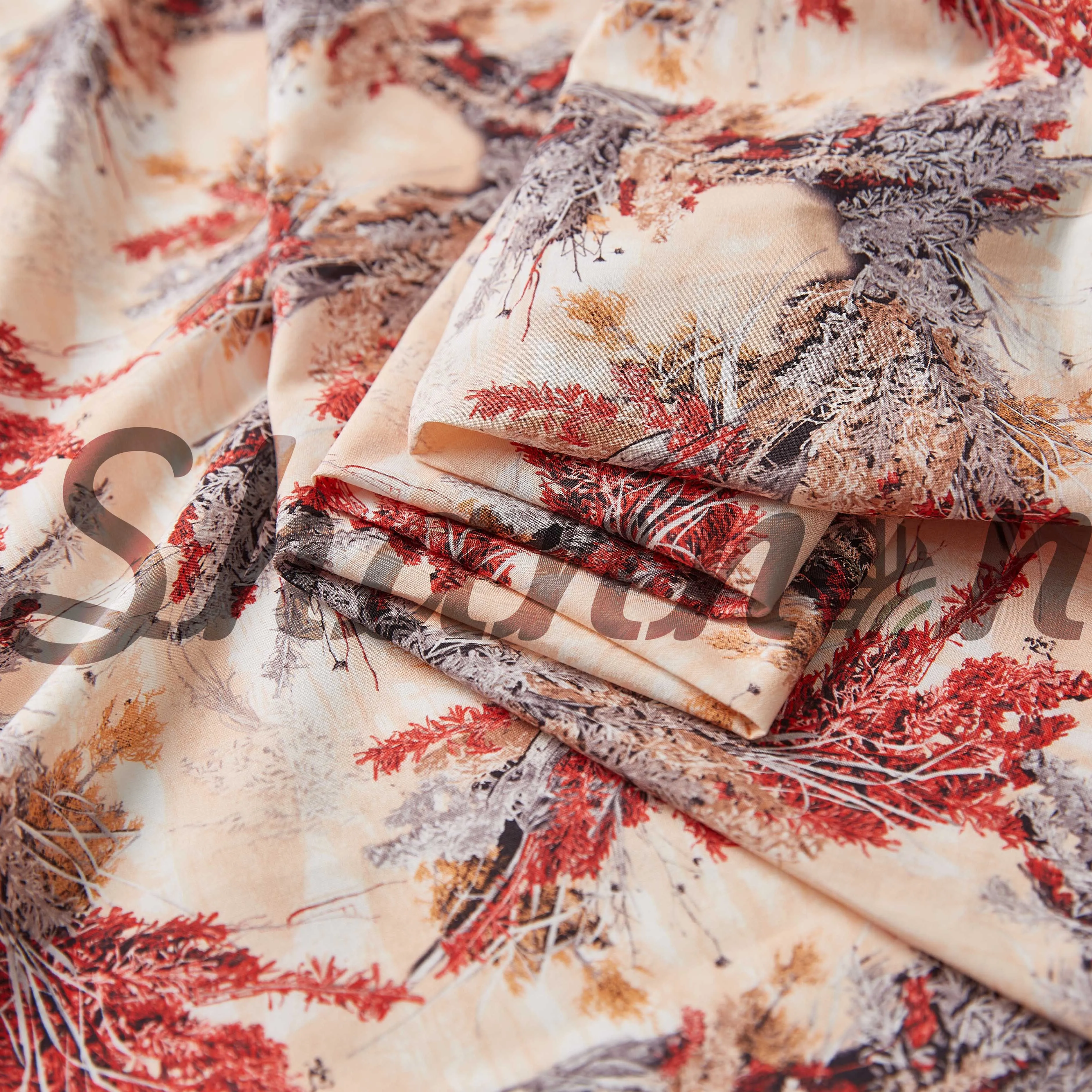 New design digital print 79% cotton 21% silk 100gsm woven poplin fabric soft and smooth for dress shirt