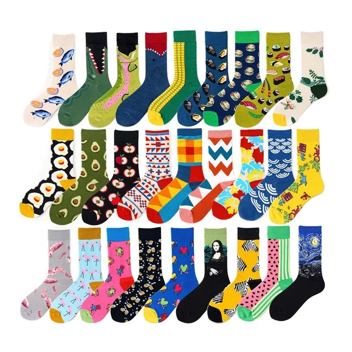 
Novelty Box Packaging Custom Cute Socks, Fashion Teen Tube Cotton Socks, Funny Mens Designer Socks 