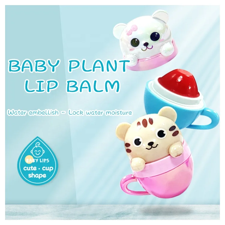 Wholesale New Fruit Flavor Cup Shape Cute Private Label Kids cupcake lip balm