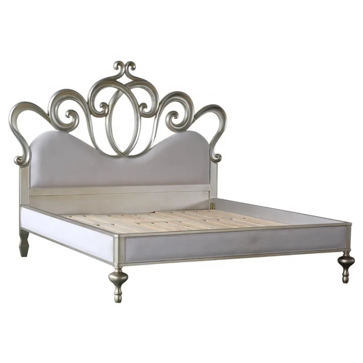 French Palace Simple Carved Solid Wood Romantic Princess Bed King Bed