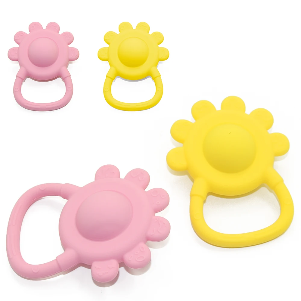 Baby Rattle Toy Chewable Early Education Hand Grip Grasp Training Rattle Newborn Silicone Rattle Teether Toy