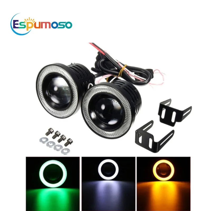 Противотуманные фары Angle Eyes 12 В 64 мм 76 89 светодиодные желтые белые красные синие COB гало кольцо