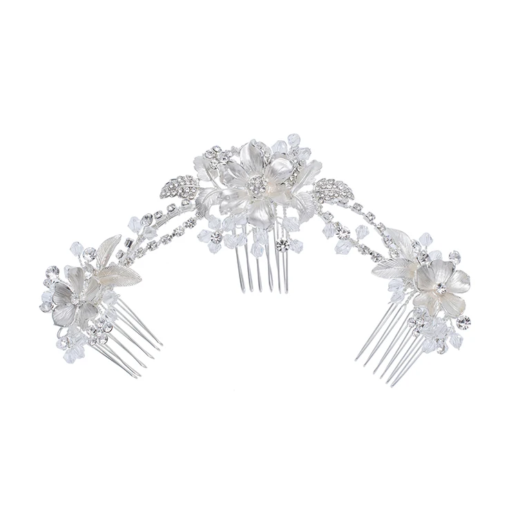 3 in 1Handmade Crystal Rhinestone Bridal Wedding Hair Comb