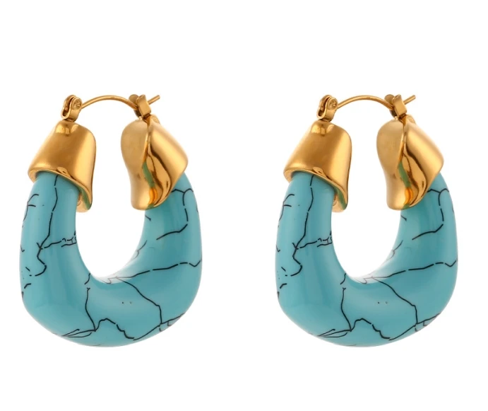 Murano Style Stainless Steel Jewelry Trendy Birthday Gifts Acrylic Turquoise Basket Earrings Stainless steel jewelry 18k gold