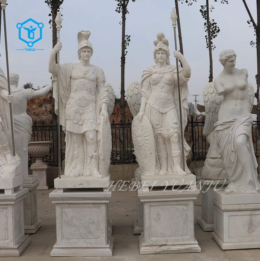 Life Size Classical Outdoor Garden Antique Marble Roman Soldier Statue