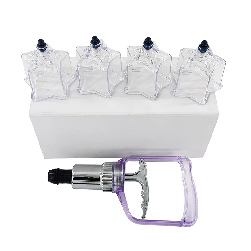 Hot 4Pcs Characteristic Star Shaped Vacuum  Cupping with Pumb Plastic Set Cupping Therapy Anti Cellulite Massage for Face Body